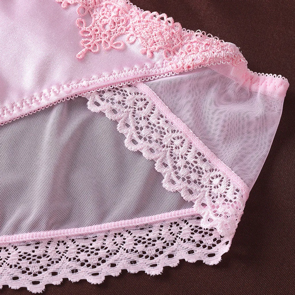 Satin Silk Panties Sexy Panty Briefs Lace Panties Women Underwear Lingerie Panties For Female Ladies Floral Pantys Underpants