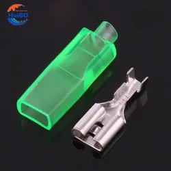 100Sets(200pcs) 6.3mm Uninsulated Female Spade Push On Crimp terminal Non Insulated 0.5-1.5 square millimeter