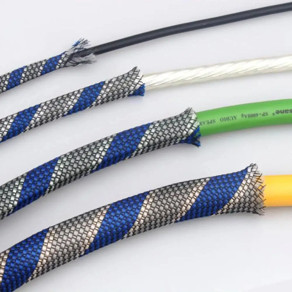 HIFI Shield Suspension Screen Woven Rayon Nylon Cotton 3 ~ 20mm Snakeskin Mesh Knit Braided Cable Sleeve Tube AC Power Cord