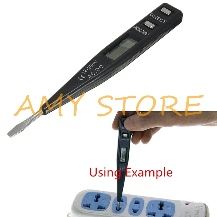 Detector de voltagem digital, testador de caneta elétrica com clipe ac/dc 12-250v, eletrosonda, chave de fenda fenda, fase de aterramento quebrada, linha ac