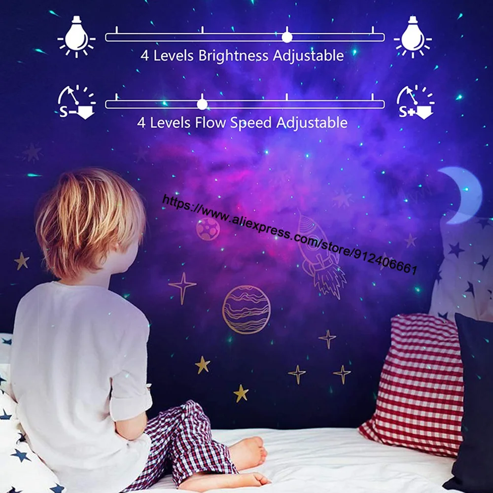 Projecteur Laser de ciel étoilé et de lune, éclairage de scène, effet Galax Nebula océan, lampe de nuit pour chambre d'enfants, fête avec haut-parleur de musique, Dj KTV