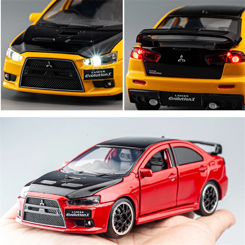 1:32 Mitsubishis Lancer Evo X 10 Alloy Racing Car Model Diecast Metal Toy Car Model High Simulation Sound and Light Kid Toy Gift