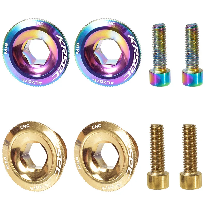 Titanium Plated Crank Arm Bolts M18*15 M20*10 Bike Bottom Bracket Cap Crankset Chainring Screws For MTB Road Bike BB Axis Screws