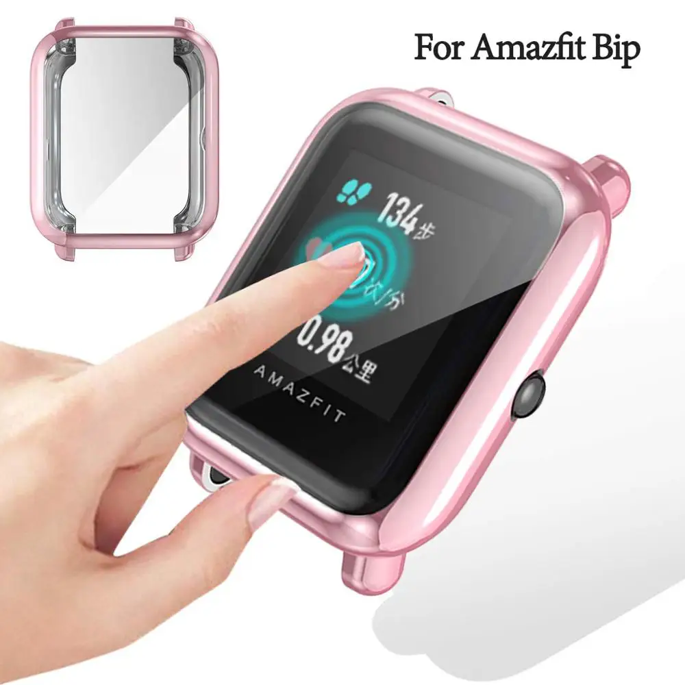 Screen Protector Slim Colorful Frame TPU Case Cover Protect Shell For Huami Amazfit Bip Younth Watch with Screen Protector