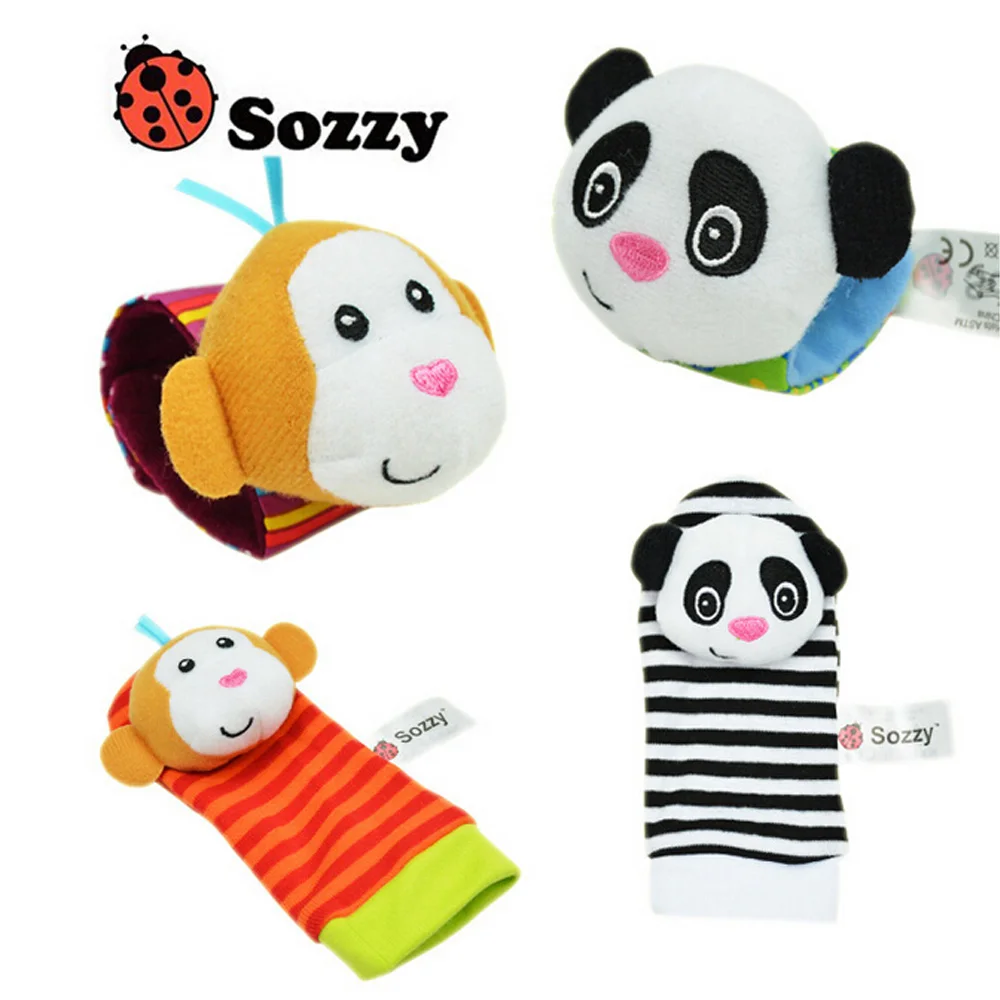 4ชิ้น/ล็อต Sozzy ของเล่นเด็ก Garden Bug และถุงเท้าเท้า4สไตล์ (2ข้อมือ Rattles 2ถุงเท้า) สำหรับ Babys ของขวัญ