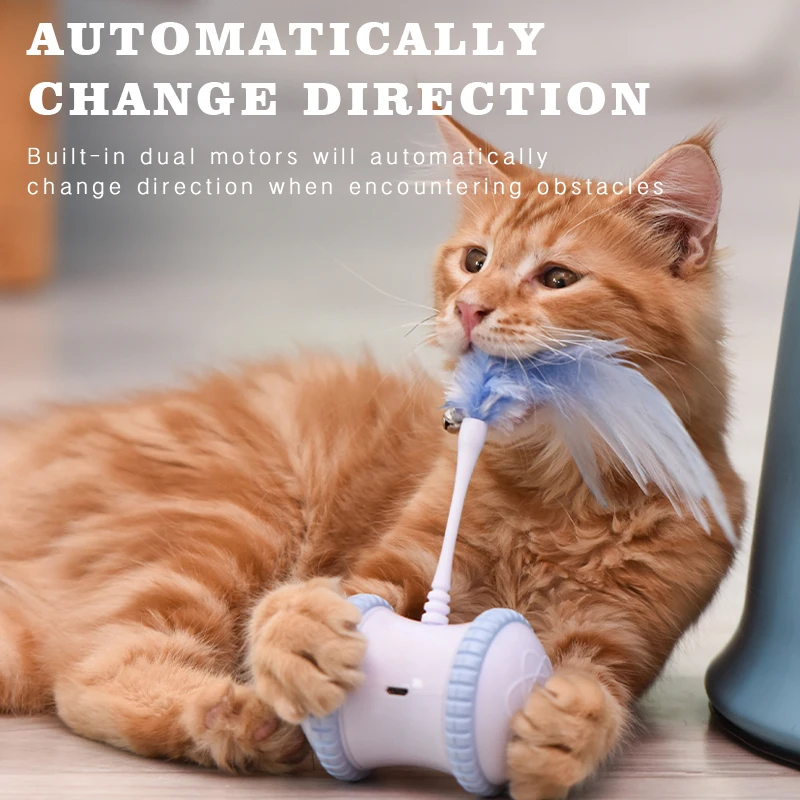 Interactive Pet Dog Cat Electric Toy Micro USB Powered Tumbler Automatically Change Direction Teasing Wand Ball Rotating Wheels