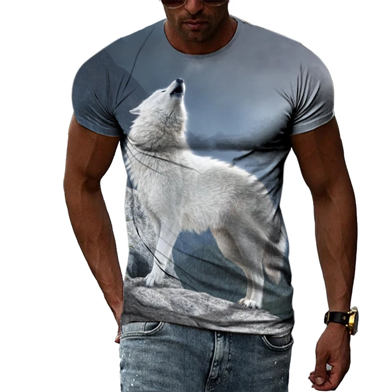 New 3D Cool Style Animal Wolf Men t-shirt Summer Fashion Casual Print short sleeve t-shirts Interesting Hip Hop graphic t shirts