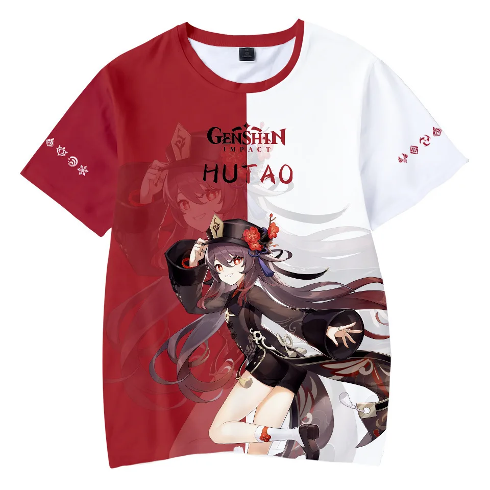 

Genshin Impact T-Shirts Anime Game Girls Hutao Klee 3D Print Streetwear Men Women Oversized T Shirt Kids Boys Tees Tops Clothing