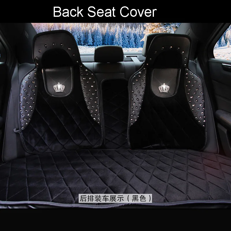 Fashion Rivet Plush Car Seat Covers Top Quality Diamond Crown Auto Seat Cushion For SUV Trucks Car Front Seat Mats Accessories