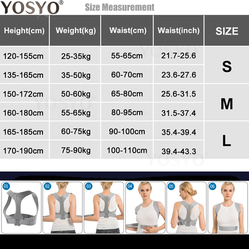 YOSYO Posture Corrector for Men and Women Adjustable Upper Posture Brace for Support,Providing Shoulder-Neck-Back Relief Pain