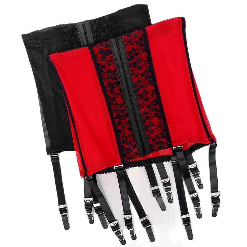 Sexy Mesh Steampunk Corset Waist Training Corsets Lace Up Waist Corselet Gothic Garter Belts