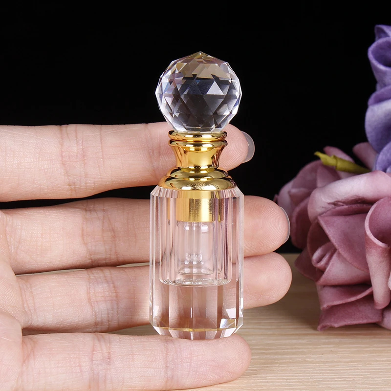 Portable 1ML Crystal Essential Oil Bottle Refillable Clear Glass Perfume Bottle For Lady Wedding Home