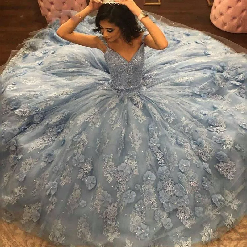 Wysokiej klasy niestandardowe vestido de 15 años 2020 jasnoniebieski Quinceanera sukienki słodkie 16 sukienka koronkowa aplikacja vestidos de xv años