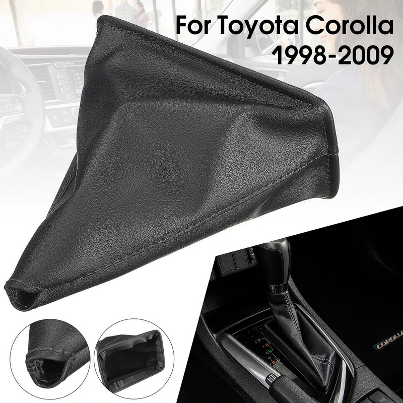 PU Leather Gear Shift Knob Stick Boot Gaiter Cover For Toyota Corolla 98-09