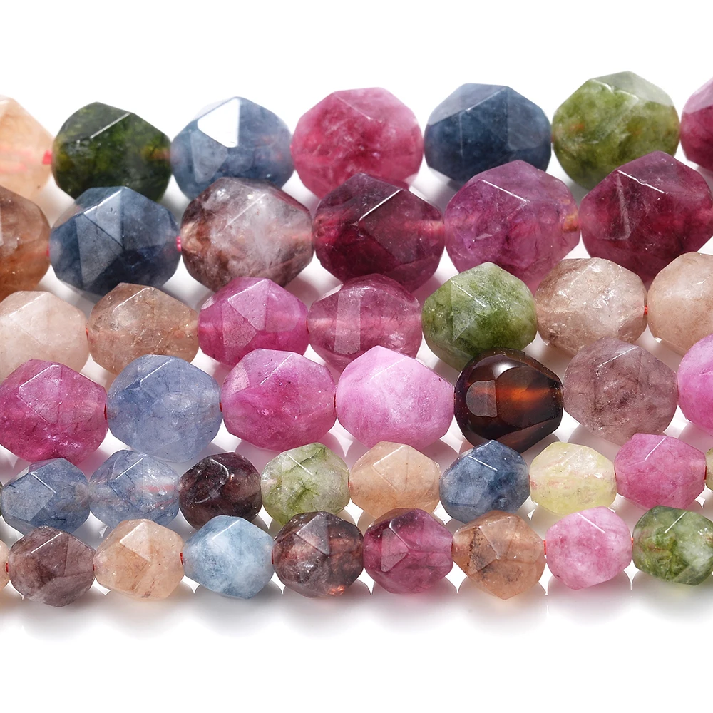 Colorful Faceted Tourmaline Beads Natural Stone Bead for Jewelry Making DIY Charm Bracelet Necklace Accessories 6/8/10mm