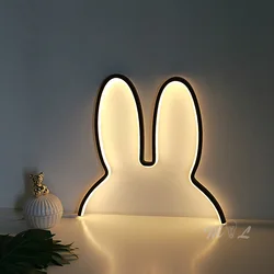 Luz Led de noche con forma de conejo, lámpara de escritorio moderna con USB para habitación de niños, regalo de Navidad, bonita lámpara de noche de 5W, luminaria decorativa para el hogar