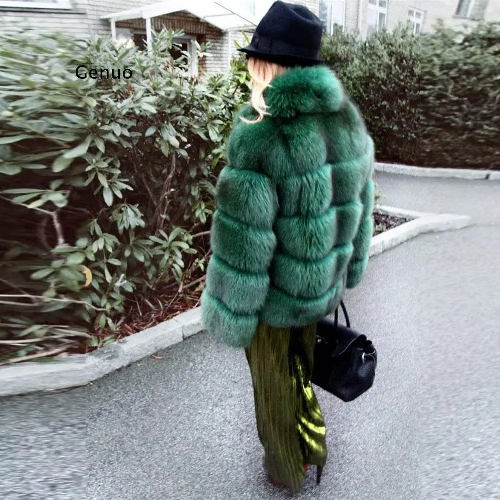 New Winter Woman Eco-Friendly Fox Fur Coat with Collar Natural Fur Jacket High Quality Warm Customize Luxury Overcoats