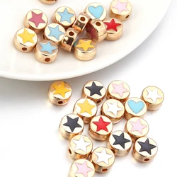 20pcs/Lot 8mm Alloy Drop Oil Star Enamel Beads For Jewelry Making Loose Spacer Beads Diy Bracelet Jewelry Making Wholesale