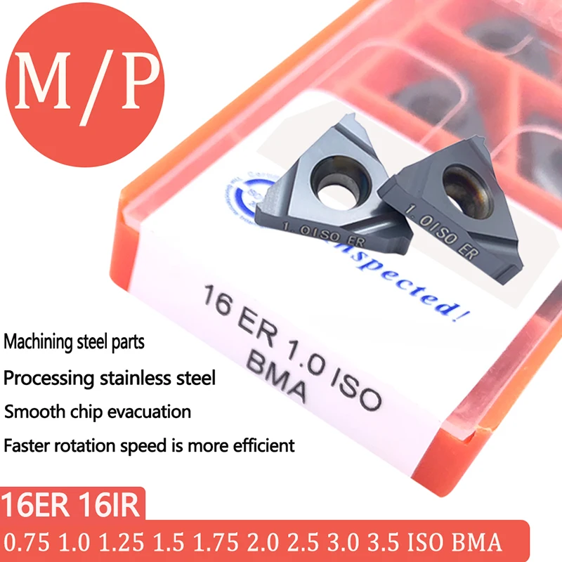 10pcs 16ER 16IR 0.5ISO 0.75ISO 1.0ISO 1.25ISO 1.50ISO 1.75ISO 2.0ISO 2.5ISO 3.0ISO 3.5ISO BMA 외부 나사 CNC 카바이드 인서트