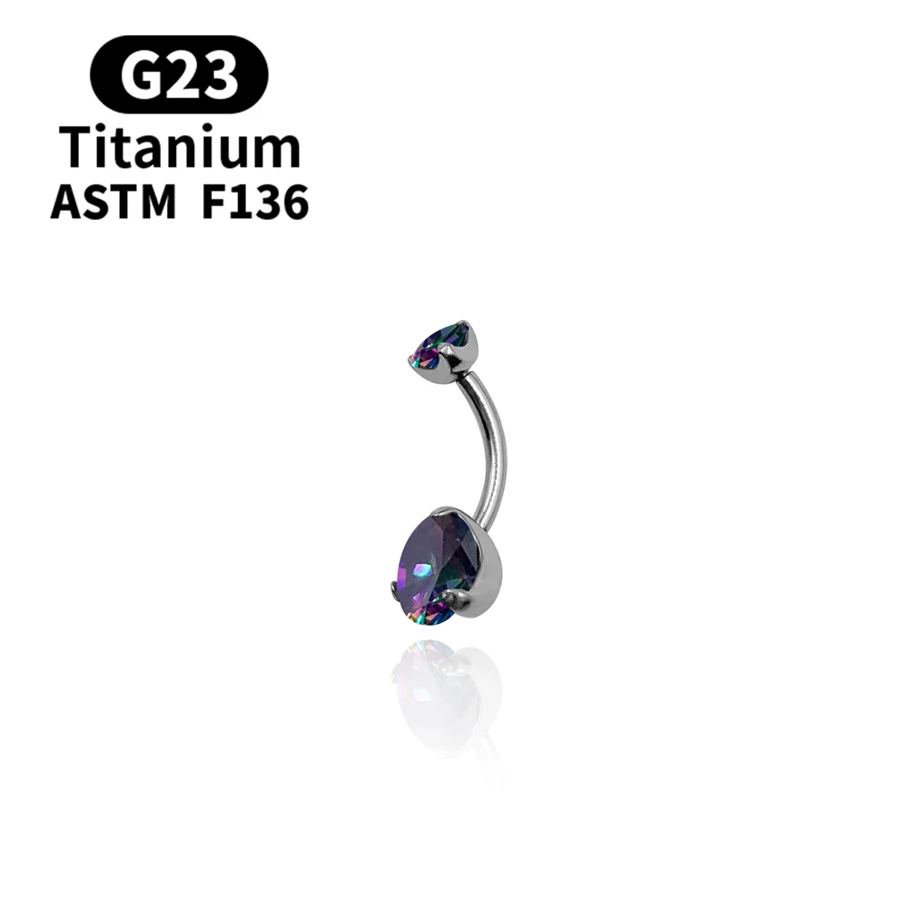 Bauchnabelpiercing ASTM G23 Titan Zirkone Nabelpiercing Ring Körperschmuck Super hübscher Bauchnabelring für Frauen – Detail 2