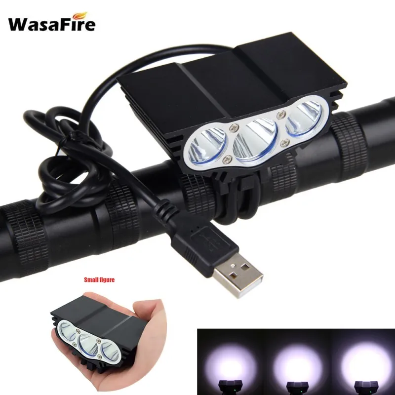 USB X3 Bicycle Light 6000 Lumens Rechargeable Bike Front Light 3* XML T6 LED Mountain Bike Head Lamp 4 Modes Cycling Headlight