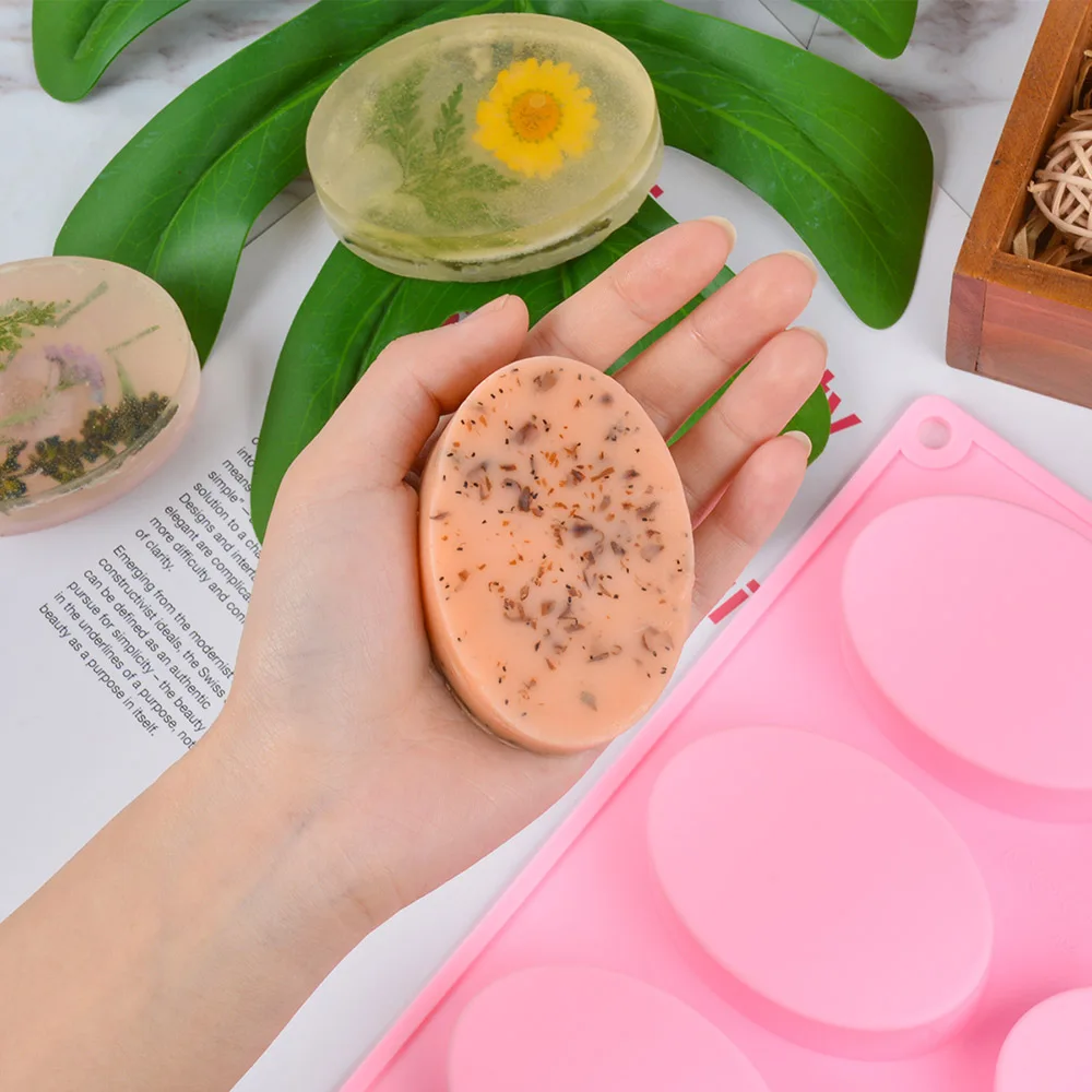 SILIKOLOVE 6Cavity Oval Silicone Mold for Soap Making Handmade Oval Soap Forms 3d Craft DIY Silicon Mold Resin