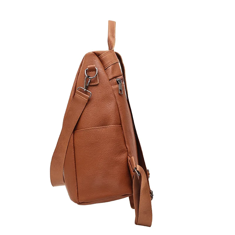 Korea Vintage Leather Backpack for Women Black Brown Anti-theft Bagpack Fashion Travel Rucksacks Sac a dos bag Mochilas