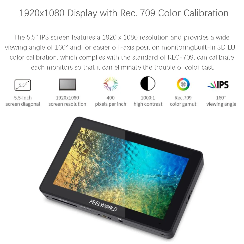 FEELWORLD F6 PLUS 5.5 Inch portable monitor hdmi 3D LUT Touch Screen DSLR Camera Field Monitor IPS FHD1920x1080 monitor 4K HDMI