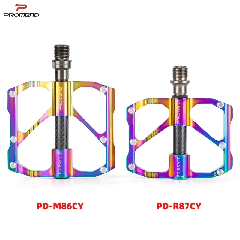 

PROMEND new MTB/Road Bicycle Colorful Carbon Fiber Pedal Anti-slip Ultralight Mountain Bike Big Foot Pedals 3 Bearings Pedal Vtt