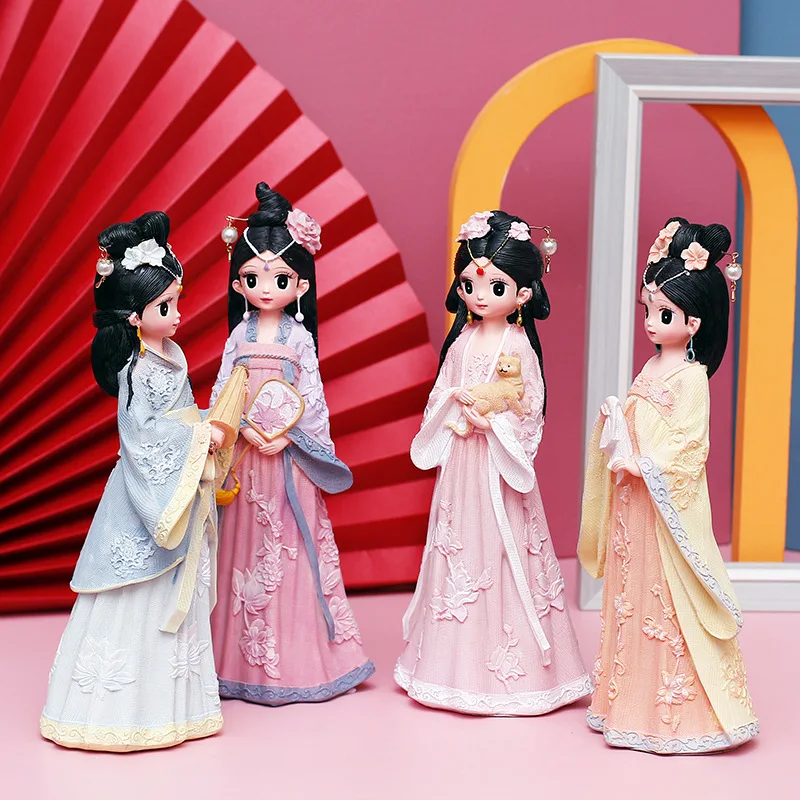 Palace Style Resin Princess Girl Miniature Figurine Character Car Ornament Decoration Crafts Birthday Gifts Bake Cake Decoration