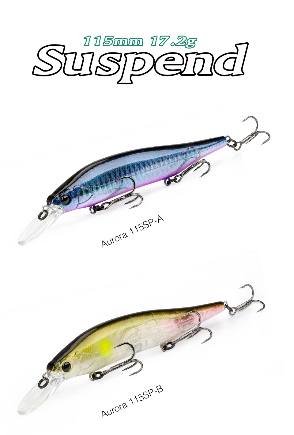 Tsurinoya aurora 115sp suspendierende Elritze Jerkbait Angel köder 115mm 17,2g lange Casting Plug Hecht Bass Spiel Kunststoffe harte Köder – Detail 19