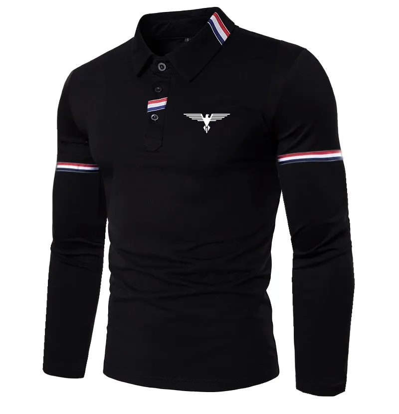 New fashion new men\'s long-sleeved casual polo shirt