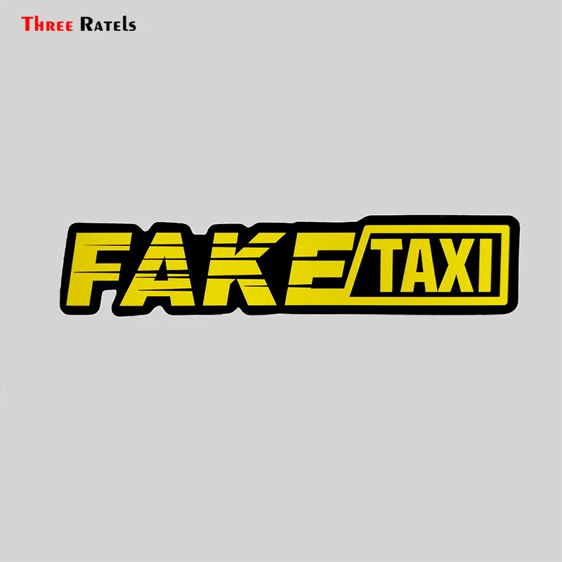 Three Ratels 50pcs Yellow Fake Taxi Logo Pvc Waterproof Window Laptop Trunk Auto Motorcycle Car Sticker And Decals