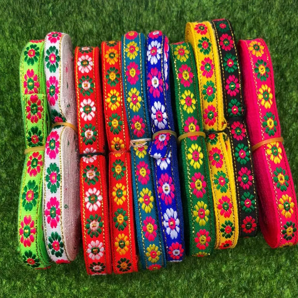 6M/Roll 10mm Embroidery Lace Trim Ribbon Vintage Boho Lace Trim Clothes Bag Accessories DIY Embroidered Fabric