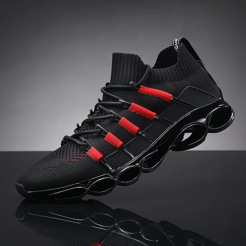 Erkekler spor açık ayakkabı akıllı sneaker elastik örgü nefes Vamp koşu ayakkabıları erkekler için spor ayakkabıları Sneakers