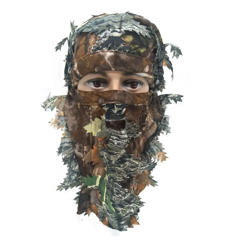 Airsoft Mask 3D Leaf Blind Mask Outdoor Multi-Functional Camping Hunting Bionic Camouflage Headgear CS Cover Equipment Leaf Mask