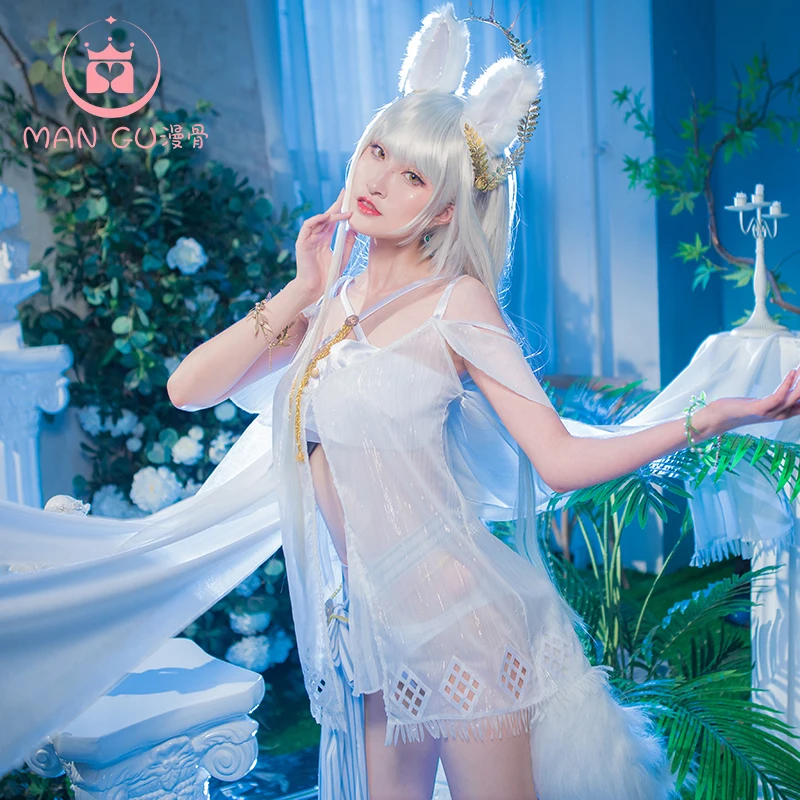 Arknights cos Platinum Sun swimwear anime woman cosplay  costume set Cloak + tube top + panties + bow tie + ears * 2 + bracelet