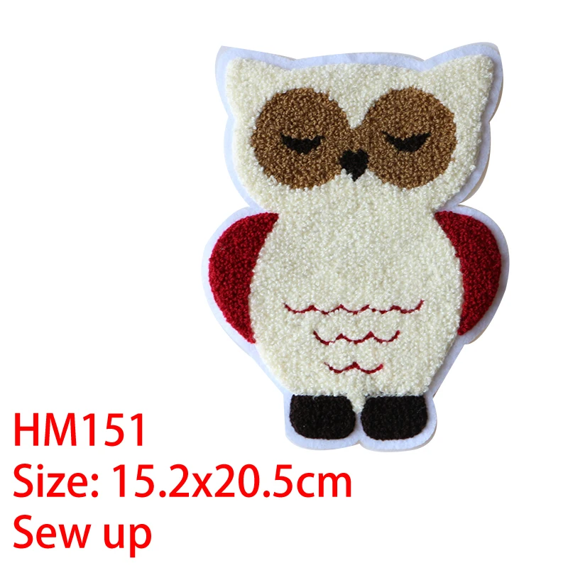 Cartoon Decorative Reindeer Owl Chenille Icon Towel Embroidered Applique Patches For DIY Iron on Badges Stickers on the Backpack