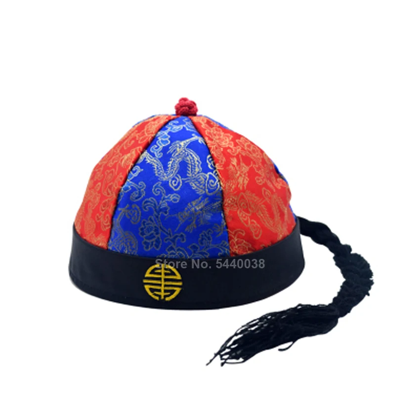 Qing Dynasty Ancient Chinese Hat Adult Kids Traditional Tang Suit Accessories Emperor Bridegroom Soft Cap New Year Gift