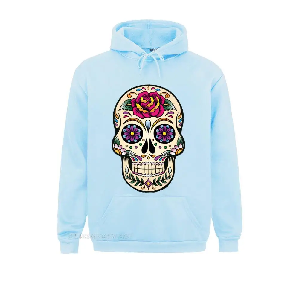 Day Of The Dead Harajuku Hoodies Sugar Skull With Rose Tile Jacket For Men Cotton Travel Original Sportswear Long Sleeve