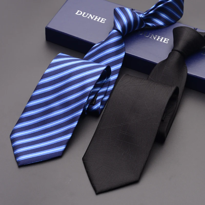 

High Quality 2024 New Fashion Ties Men’s Business 8cm wide Blue striped Tie Wedding Ties for men Designers Brand with Gift