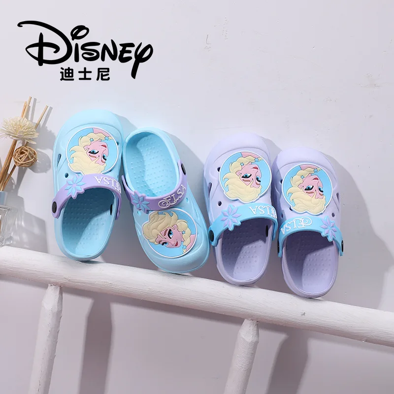 Sandalias con estampado de dibujos animados de Frozen para niña, zapatos de princesa Elsa y Anna, Chanclas de playa para exteriores, 2021