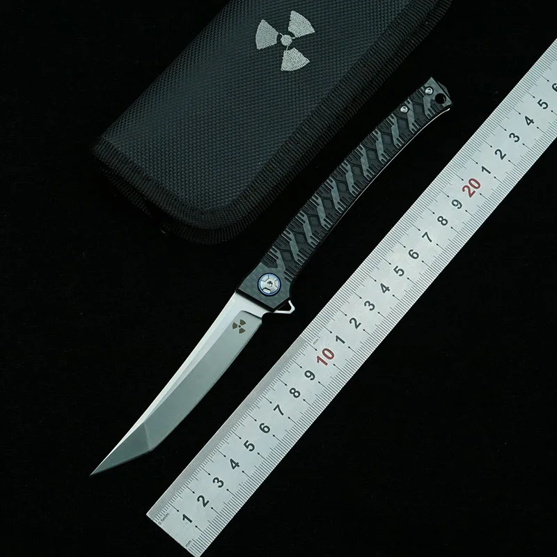 

LEMIFSHE JR3406 Flipper 100% D2 Blade Carbon Fiber Handle Outdoor Camping Hunting Kitchen Survival Pocket EDC Tool Folding Knife