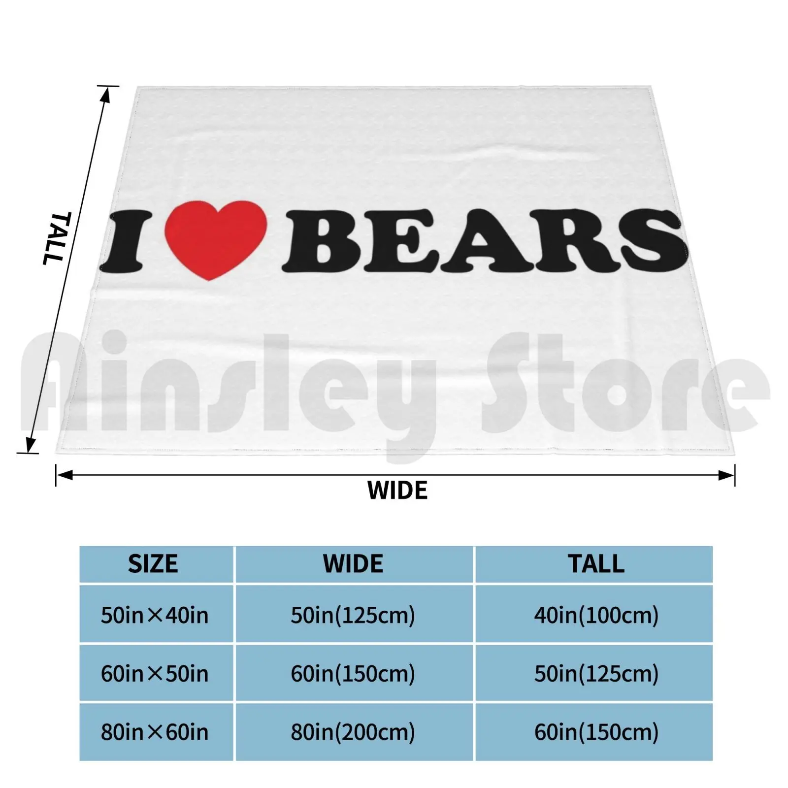 Blanket I Love Bears Graphic 1748 Love Bear Bears Man Men Boyfriend Partner Hairy