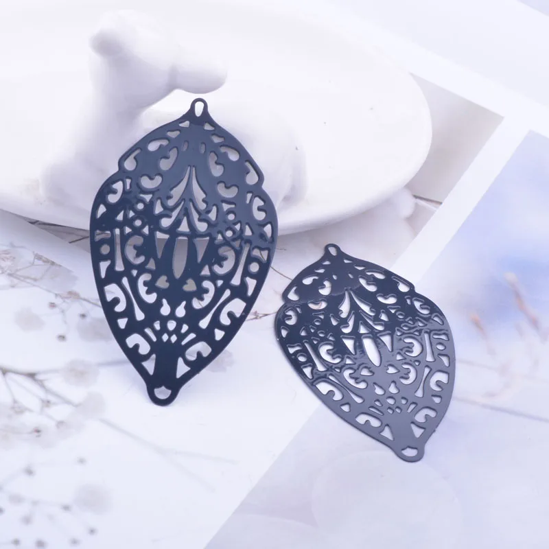 30 Stück AB6079 33*55mm Korallenfarbene Große Anhänger Schwarzgrün Beige Anhänger Verbinder Schmuck Ohrring Zubehör für Damen Bijoux – Detail 5
