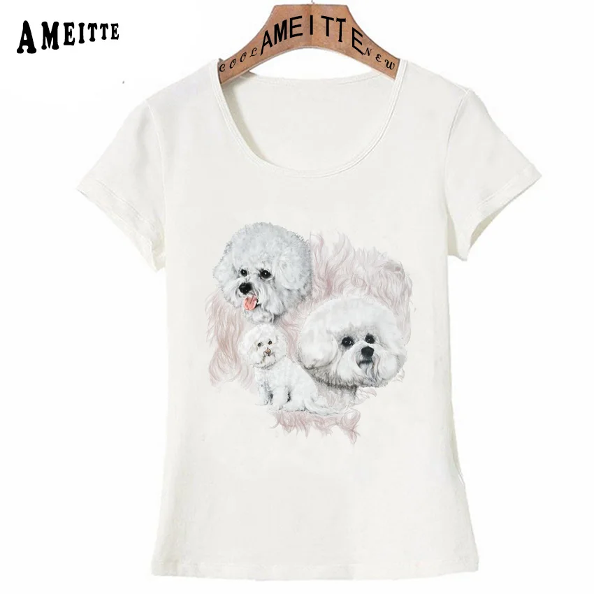 AMEITTE Pretty Clever Bichon Frise Dog Medley Watercolor T-Shirt Fashion Women T-Shirt Cute Girl Casual Tops Hipster Woman Tees