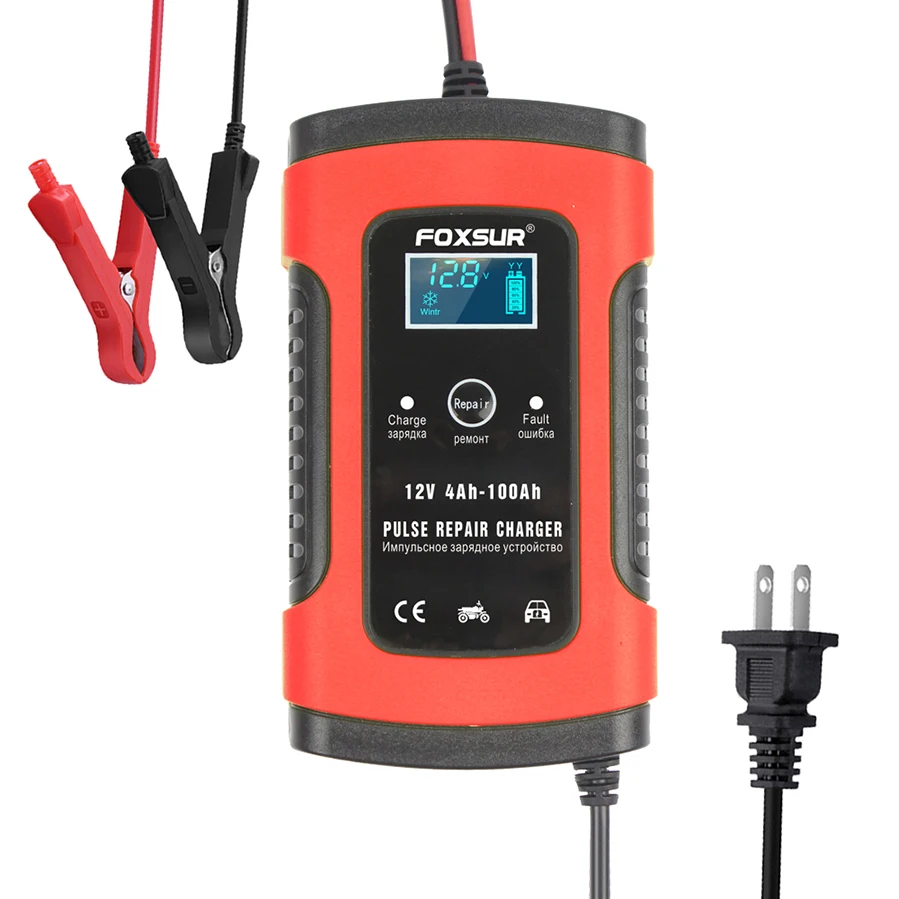 Foxur-多機能バッテリー充電器,12v 5a多機能バッテリー充電器,腕のディープサイクルローション,鉛蓄電池