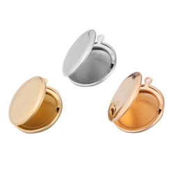 5pcs Mirror Polished Stainless Steel Round Photo Frame Locket Pendant 3 Colors For DIY Charms Jewelry Making Gift 25 * 30MM