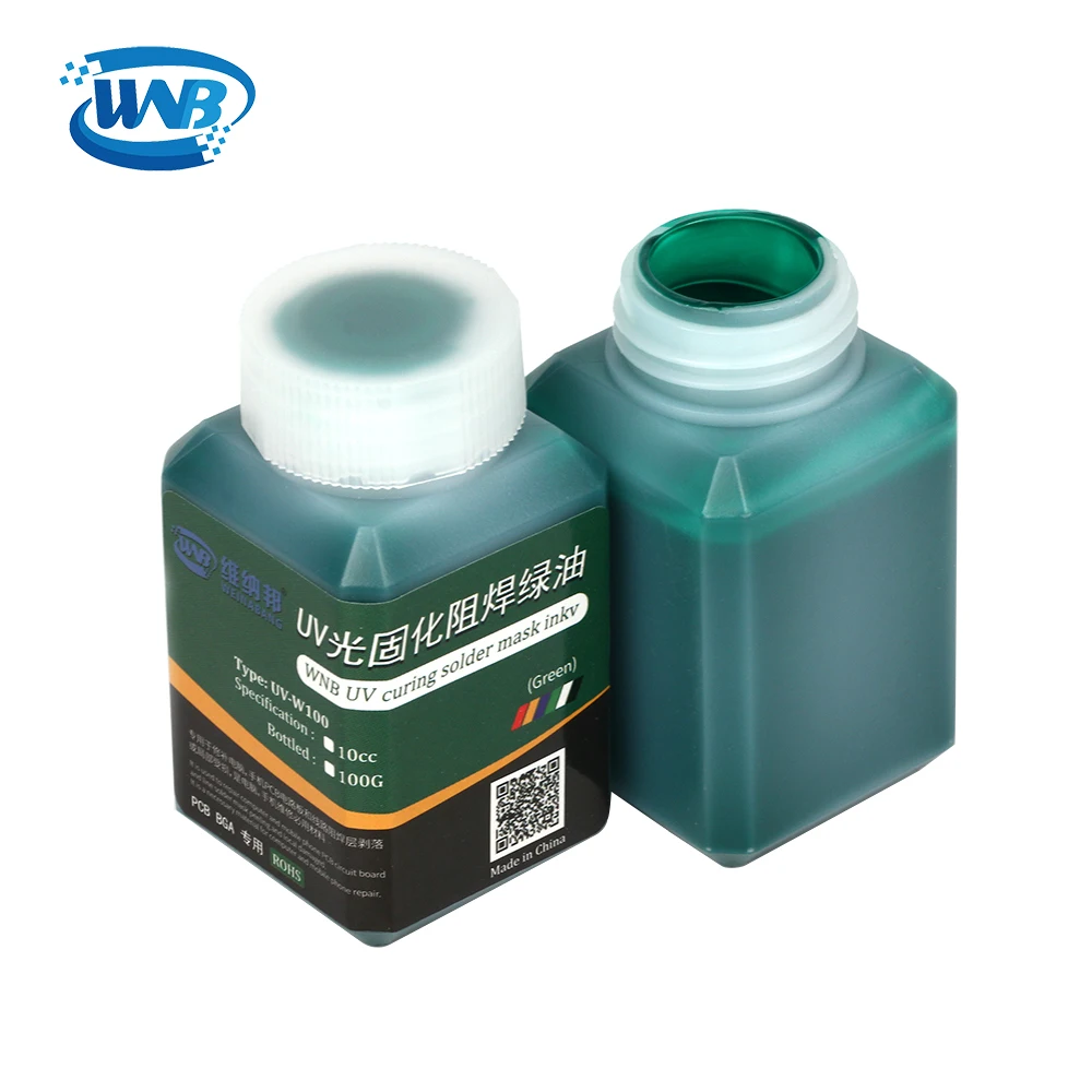 WNB 10ML maschera per saldatura UV a olio verde BGA PCB vernice prevenire l'arco corrosivo pasta per saldatura inchiostri per flusso spazzola in Nylon morbido 9 LED luce
