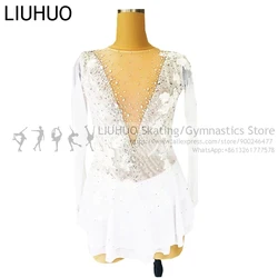 Dance Costumes Figure Skating Dress white lace Children girls performance wear Christmas costume Dance Ice Skating leotards